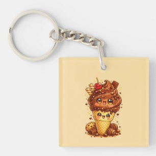 Schokoladeneiscreme-Kegel Kawaii Keyrin Schlüsselanhänger