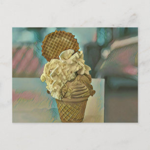 Schokoladeneiscreme-Kegel Postkarte