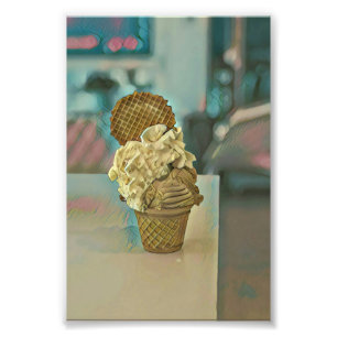 Schokoladeneiscreme-Waffel Fotodruck