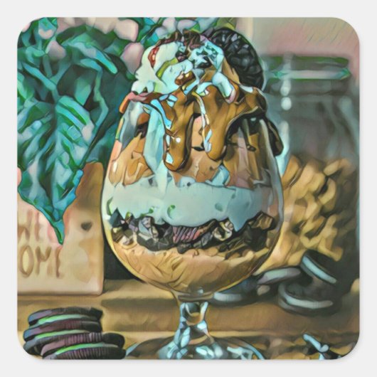 Schokoladeneisgeschoss Quadratischer Aufkleber (Vorderseite)