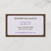 Schokoladenfrachtkarte: Lavendel Telefonnummerkarte (Rückseite)