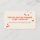 Schokoladengedeckte Erdbeerkonfektionen, aber Visitenkarte (Rückseite)