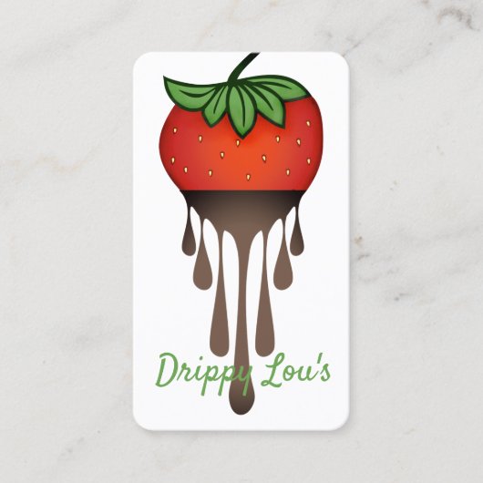 Schokoladengedeckte Erdbeerkonfektionen Visitenkarte (Vorderseite)