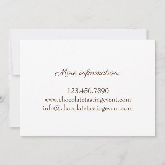 Schokoladengeschmack Mendiants Schokoladenveransta Einladung (Rückseite)