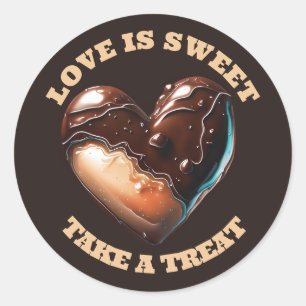 Schokoladenherz danke dir braun braun Liebe süß Runder Aufkleber