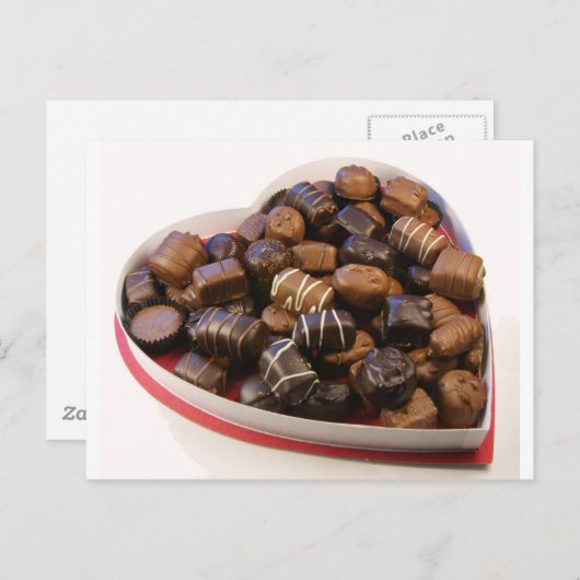 Schokoladenherz Postkarte (Vorne/Hinten)