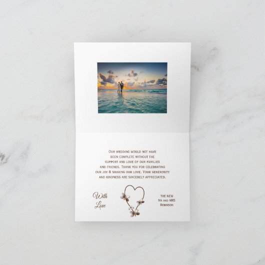 Schokoladenherz und Schmetterlinge Hochzeit Danke (Innenseite)