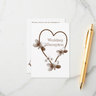 Schokoladenherz und Schmetterlinge Hochzeitsempfan Begleitkarte