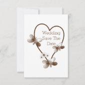 Schokoladenherz und Schmetterlinge Save the Date Einladung (Vorderseite)