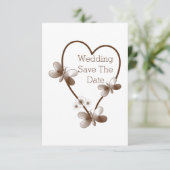 Schokoladenherz und Schmetterlinge Save the Date Einladung (Stehend Vorderseite)