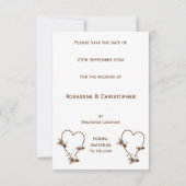 Schokoladenherz und Schmetterlinge Save the Date Einladung (Rückseite)