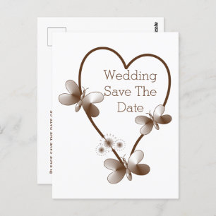 Schokoladenherz und Schmetterlinge Save the Date Postkarte