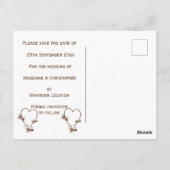 Schokoladenherz und Schmetterlinge Save the Date Postkarte (Rückseite)