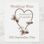 Schokoladenherz und Schmetterlinge Weinetikett (Einzelnes Label)