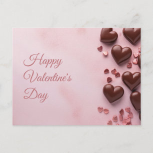 Schokoladenherzen auf rosa Gelände Valentinin Postkarte