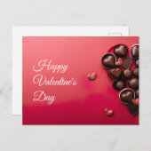 Schokoladenherzen im dunkelroten Gelände Postkarte (Vorne/Hinten)