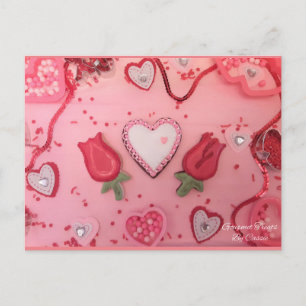 Schokoladenherzen und Rose Zuckerrüben Postkarte