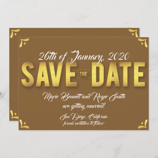 Schokoladenkarte Save the Date mit Goldfolie (Vorne/Hinten)