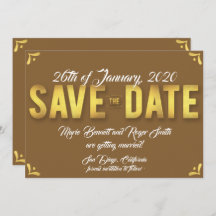 Schokoladenkarte Save the Date mit Goldfolie