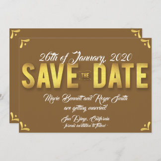 Schokoladenkarte Save the Date mit Goldfolie