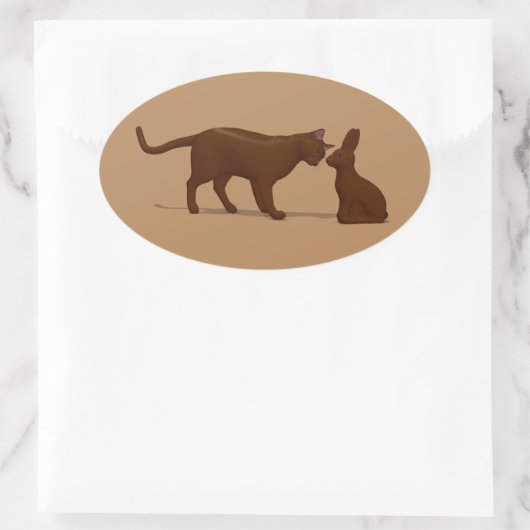 Schokoladenkatze Ovaler Aufkleber (Tasche)