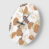Schokoladenkekse Muster weiß Große Wanduhr (Winkel)
