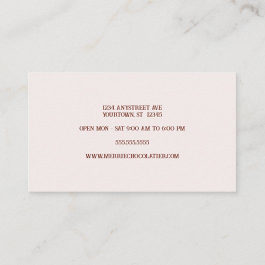 Schokoladenkernacker Visitenkarte (Rückseite)