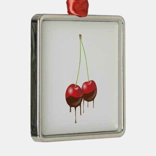 Schokoladenkirschen Silbernes Ornament (Rechts)