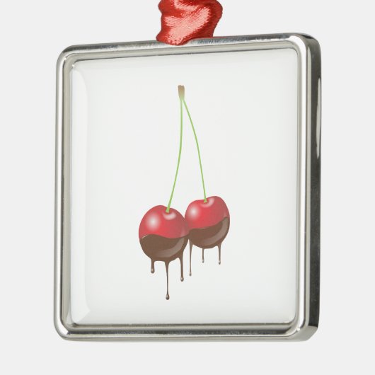 Schokoladenkirschen Silbernes Ornament (Links)