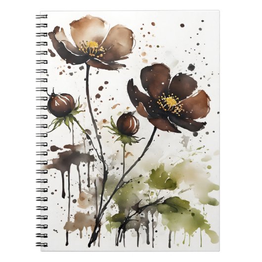 Schokoladenkosmos - Aquarellblumen Notizblock (Vorderseite)