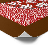 Schokoladenkuchen auf rotem und weißem Muster Poster (Ecke)