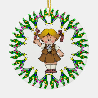 Schokoladenkuchen-blondes Haar-Baum-Kranz Keramik Ornament