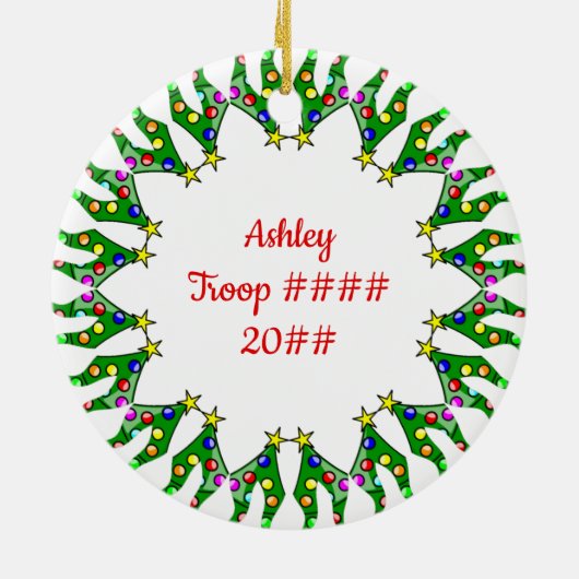 Schokoladenkuchen-blondes Haar-Baum-Kranz Keramik Ornament (Hinten)