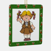 Schokoladenkuchen-blondes Haar-Grün-Rahmen Keramikornament (Rechts)