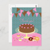 Schokoladenkuchen Geburtstagsparty Postkarte (Vorne/Hinten)