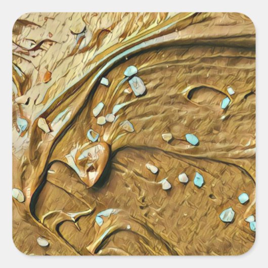 Schokoladenkuchen, geschmolzen quadratischer aufkleber (Vorderseite)