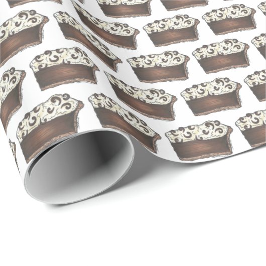 Schokoladenkuchen, handgeschnitzte Creme Slice Des Geschenkpapier (Rolleneckpunkt)