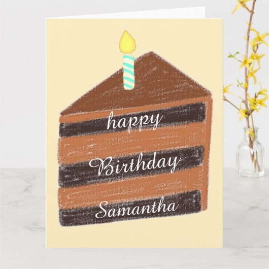 Schokoladenkuchen Karte (Gelbe Blume)