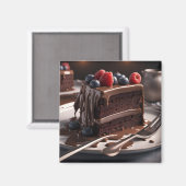 Schokoladenkuchen Magnet (Vorderseite/Rückseite)