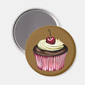 Schokoladenkuchen mit Cherry oben Magnet (Vorderseite/Rückseite)