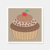 Schokoladenkuchen mit Cherry oben Serviette (Vorderseite)