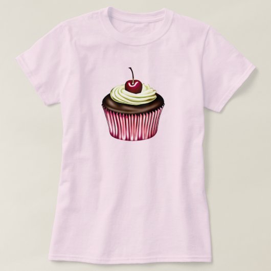 Schokoladenkuchen mit Cherry oben T-Shirt (Design vorne)