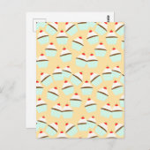 Schokoladenkuchen mit Creme und Kirsche oben Postkarte (Vorne/Hinten)