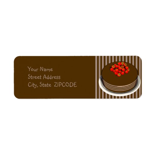 Schokoladenkuchen mit Erdbeeren Adressenmarken (Vorne)