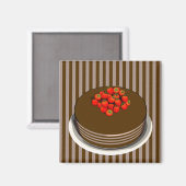 Schokoladenkuchen mit Erdbeeren Magnet (Vorderseite/Rückseite)