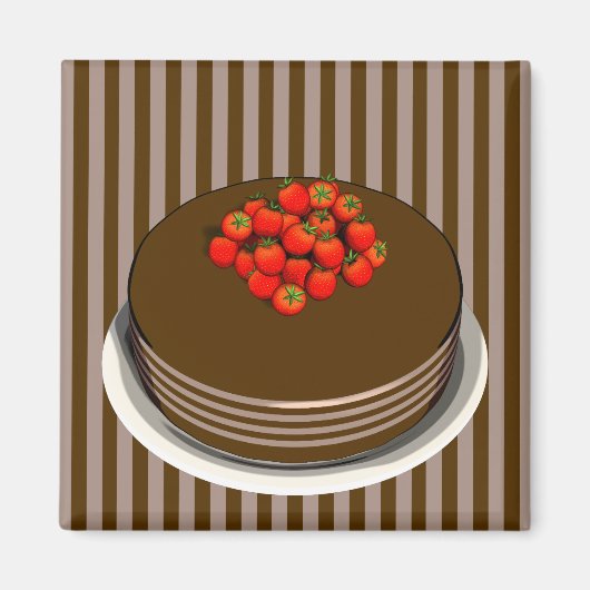Schokoladenkuchen mit Erdbeeren Magnet (Vorne)