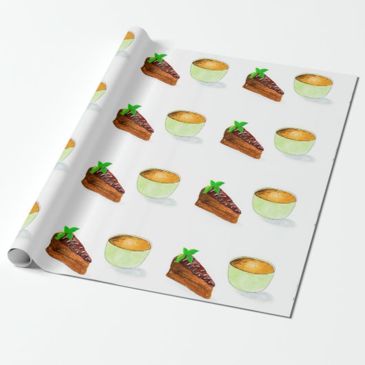 Schokoladenkuchen mit Kaffee Geschenkpapier (Ungerollt)