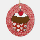 Schokoladenkuchen mit Kirsche überzogen Keramik Ornament (Links)