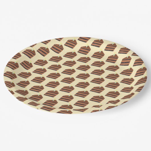 Schokoladenkuchen Pappteller (Schrägansicht)