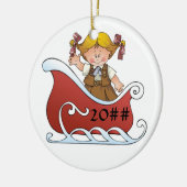 Schokoladenkuchen-Pfadfinder-Schlitten-Blondine Keramik Ornament (Links)